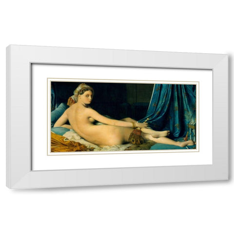 Grande Odalisque White Modern Wood Framed Art Print with Double Matting by Ingres, Jean-Auguste-Dominique