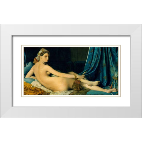 Grande Odalisque White Modern Wood Framed Art Print with Double Matting by Ingres, Jean-Auguste-Dominique