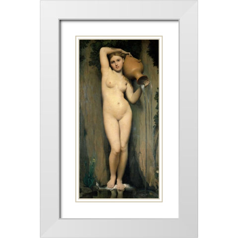 La source White Modern Wood Framed Art Print with Double Matting by Ingres, Jean-Auguste-Dominique