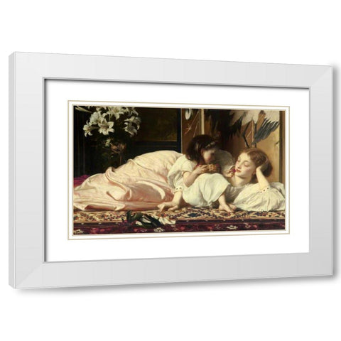 Mother and Child White Modern Wood Framed Art Print with Double Matting by Leighton, Frederic