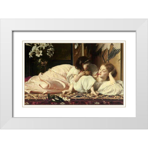 Mother and Child White Modern Wood Framed Art Print with Double Matting by Leighton, Frederic
