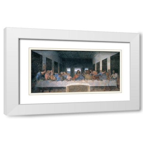 L ultima cena White Modern Wood Framed Art Print with Double Matting by da Vinci, Leonardo