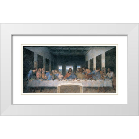 L ultima cena White Modern Wood Framed Art Print with Double Matting by da Vinci, Leonardo