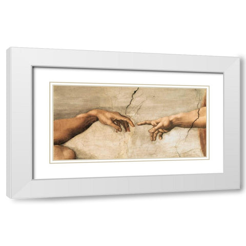 La creazione di Adamo White Modern Wood Framed Art Print with Double Matting by Buonarroti, Michelangelo