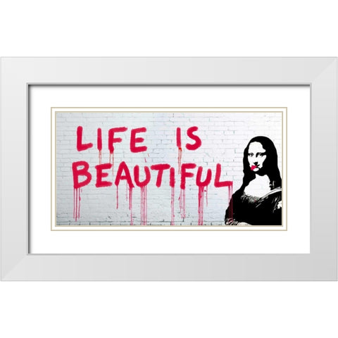 Life is beautiful White Modern Wood Framed Art Print with Double Matting by Masterfunk Collective