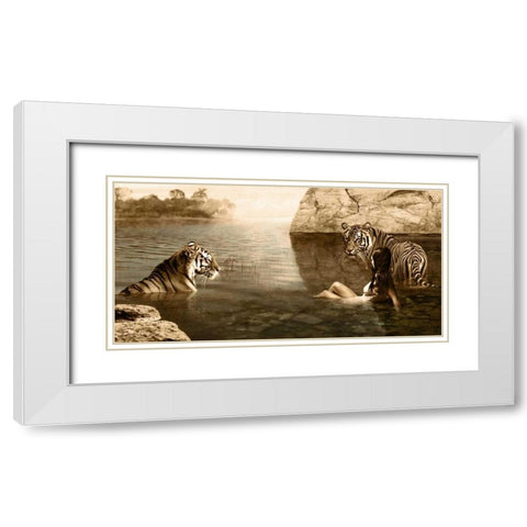 Embracing Beauty White Modern Wood Framed Art Print with Double Matting by Moreau, Marc