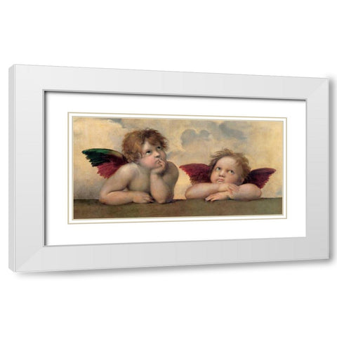 Angeli - Madonna Sistina White Modern Wood Framed Art Print with Double Matting by Raffaello