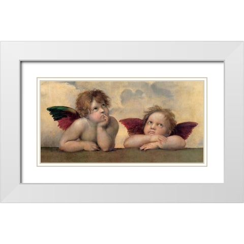 Angeli - Madonna Sistina White Modern Wood Framed Art Print with Double Matting by Raffaello