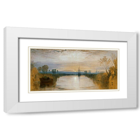Chichester Canal White Modern Wood Framed Art Print with Double Matting by Turner, William