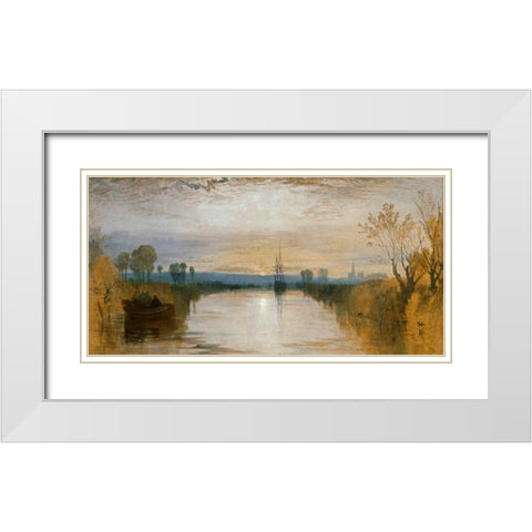 Chichester Canal White Modern Wood Framed Art Print with Double Matting by Turner, William