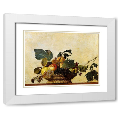Canestra di frutta White Modern Wood Framed Art Print with Double Matting by Caravaggio
