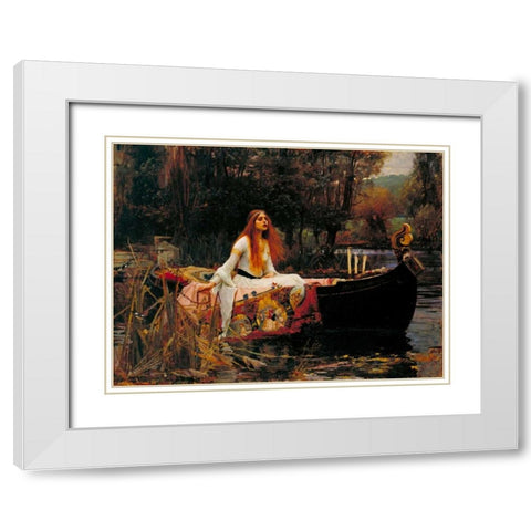 The Lady of Shalott White Modern Wood Framed Art Print with Double Matting by Waterhouse, John William