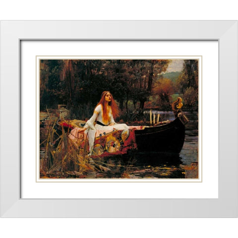 The Lady of Shalott White Modern Wood Framed Art Print with Double Matting by Waterhouse, John William