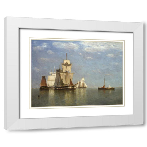 Ships lying off flushing White Modern Wood Framed Art Print with Double Matting by Clays, Paul Jean