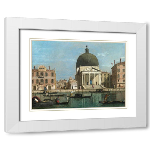 Venice White Modern Wood Framed Art Print with Double Matting by Follower of Canaletto