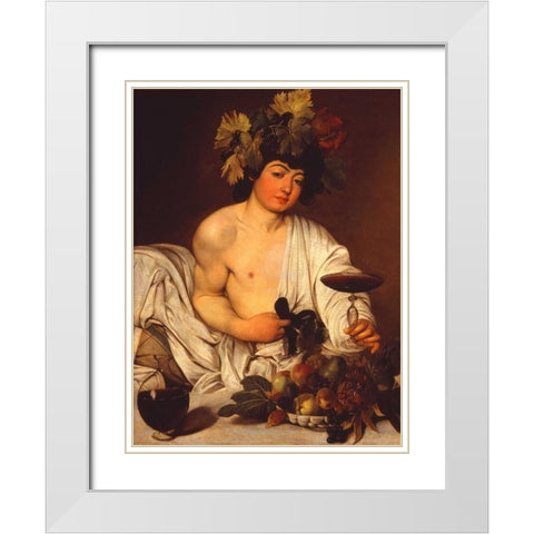 Bacco adolescente White Modern Wood Framed Art Print with Double Matting by Caravaggio