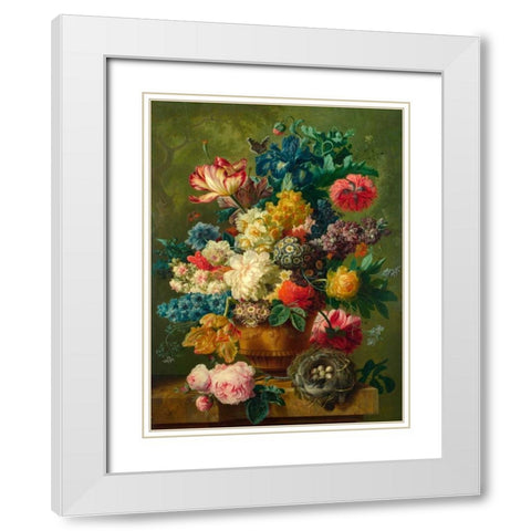 Composition of Flowers in a Vase White Modern Wood Framed Art Print with Double Matting by Bosschaert the Elder, Ambrosius