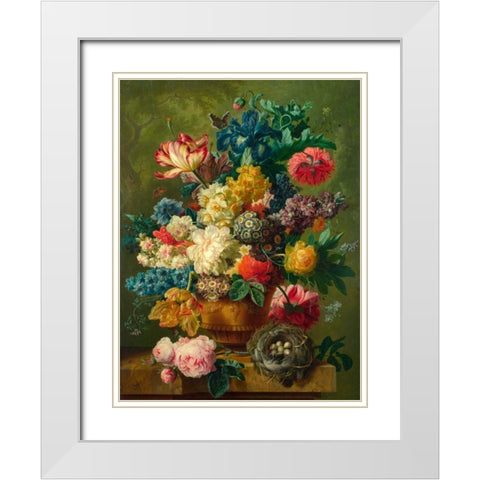 Composition of Flowers in a Vase White Modern Wood Framed Art Print with Double Matting by Bosschaert the Elder, Ambrosius