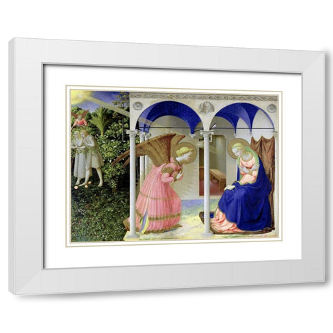 The Annunciation  White Modern Wood Framed Art Print with Double Matting by Beato Angelico