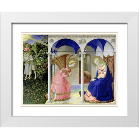 The Annunciation  White Modern Wood Framed Art Print with Double Matting by Beato Angelico