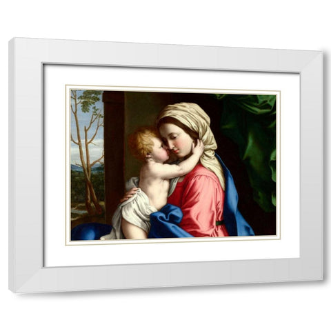 The Virgin and Child embracing (detail) White Modern Wood Framed Art Print with Double Matting by Sassoferrato