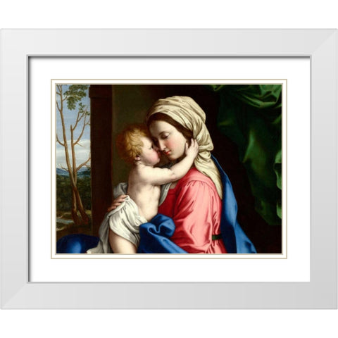 The Virgin and Child embracing (detail) White Modern Wood Framed Art Print with Double Matting by Sassoferrato