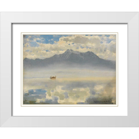 Chiemseespiegel White Modern Wood Framed Art Print with Double Matting by Wopfner, Joseph