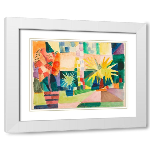 Garden on Lake Thun White Modern Wood Framed Art Print with Double Matting by Macke, August