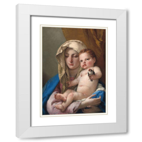 Madonna of the goldfinch White Modern Wood Framed Art Print with Double Matting by Tiepolo, Giovanni Battista