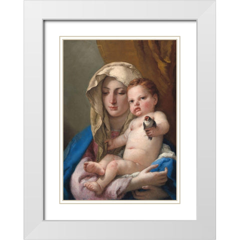 Madonna of the goldfinch White Modern Wood Framed Art Print with Double Matting by Tiepolo, Giovanni Battista