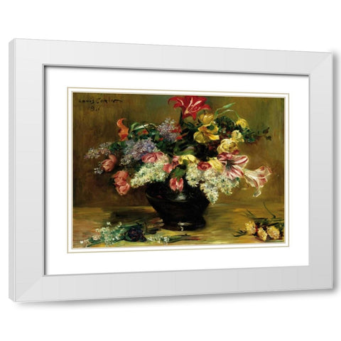 Amaryllis, Lilac and Tulips White Modern Wood Framed Art Print with Double Matting by Berneker, Louis F.