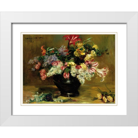 Amaryllis, Lilac and Tulips White Modern Wood Framed Art Print with Double Matting by Berneker, Louis F.