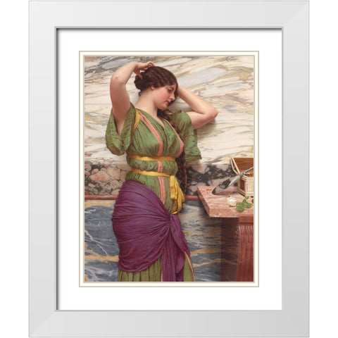 A Fair Reflection White Modern Wood Framed Art Print with Double Matting by Godward, John William