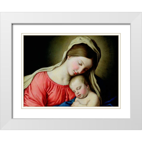 Beata Vergine con Bambino White Modern Wood Framed Art Print with Double Matting by Sassoferrato