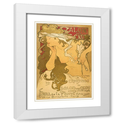 Salon de scent White Modern Wood Framed Art Print with Double Matting by Mucha, Alphonse