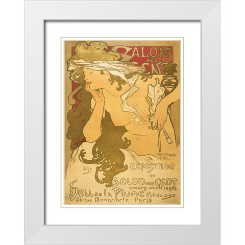 Salon de scent White Modern Wood Framed Art Print with Double Matting by Mucha, Alphonse