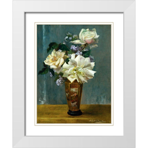 Still Life of Roses in an Oriental Vase White Modern Wood Framed Art Print with Double Matting by Binford McCloskey, Alberta