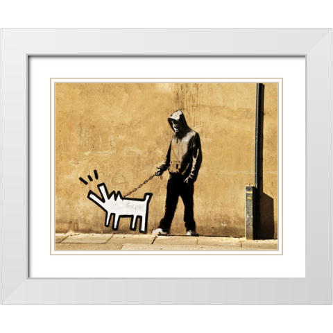 Grange Road Bermondsey London-graffiti attributed to Banksy White Modern Wood Framed Art Print with Double Matting by Anonymous