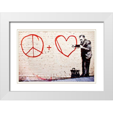 Erie and Mission Street, San Francisco (graffiti attributed to Banksy) White Modern Wood Framed Art Print with Double Matting by Anonymous (attributed to Banksy)