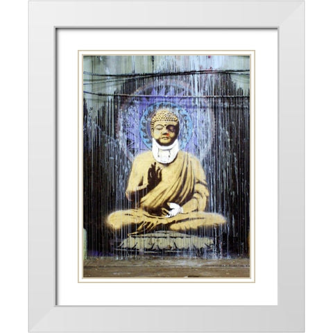 Leake Street, London (graffiti attributed to Banksy) White Modern Wood Framed Art Print with Double Matting by Anonymous (attributed to Banksy)