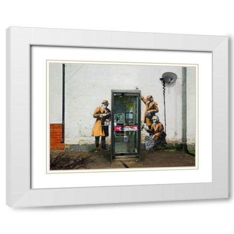Fairview Road and Hewlett Road in Cheltenham, Gloucestershire White Modern Wood Framed Art Print with Double Matting by Anonymous-attributed to Banksy