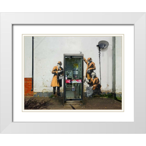 Fairview Road and Hewlett Road in Cheltenham, Gloucestershire White Modern Wood Framed Art Print with Double Matting by Anonymous-attributed to Banksy