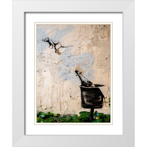 Rue des Hospitalieres Saint-Gervais, Paris White Modern Wood Framed Art Print with Double Matting by Anonymous (attributed to Banksy)