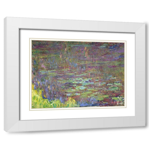 Detail of Waterlilies at Sunset White Modern Wood Framed Art Print with Double Matting by Monet, Claude