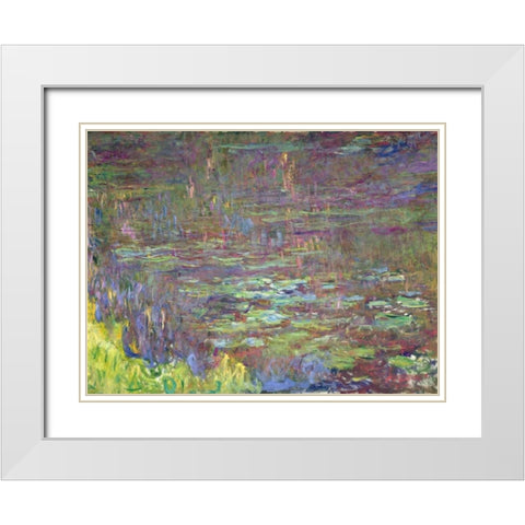 Detail of Waterlilies at Sunset White Modern Wood Framed Art Print with Double Matting by Monet, Claude