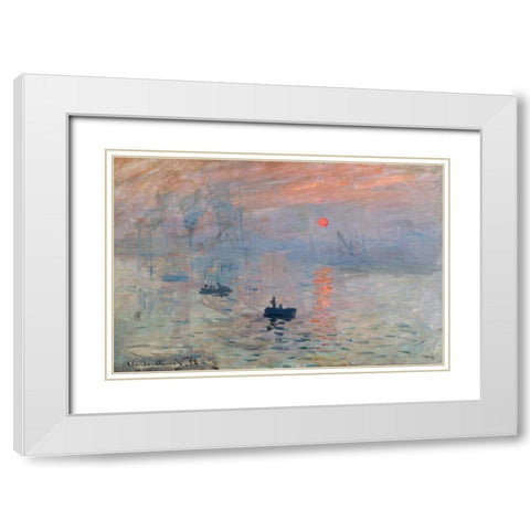 Impression au soleil levant White Modern Wood Framed Art Print with Double Matting by Monet, Claude