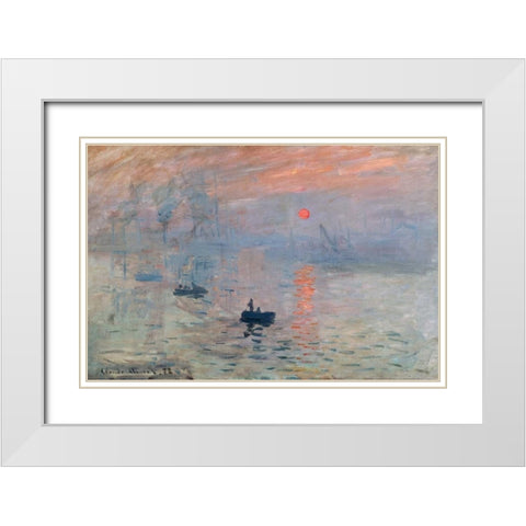 Impression au soleil levant White Modern Wood Framed Art Print with Double Matting by Monet, Claude