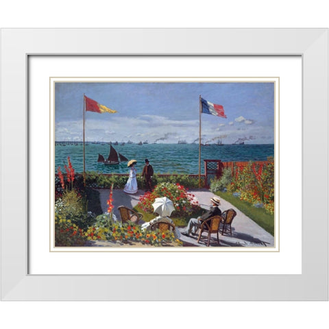 Terrasse a Sainte-Adresse White Modern Wood Framed Art Print with Double Matting by Monet, Claude