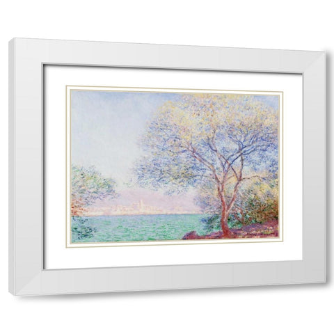 Morning Antibes White Modern Wood Framed Art Print with Double Matting by Monet, Claude