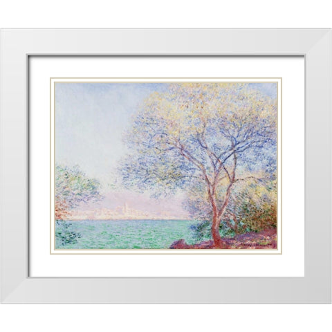 Morning Antibes White Modern Wood Framed Art Print with Double Matting by Monet, Claude